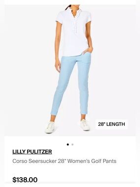Lilly Pulitzer Corso Seersucker 28" Women's Light Blue Golf Pants Size 6